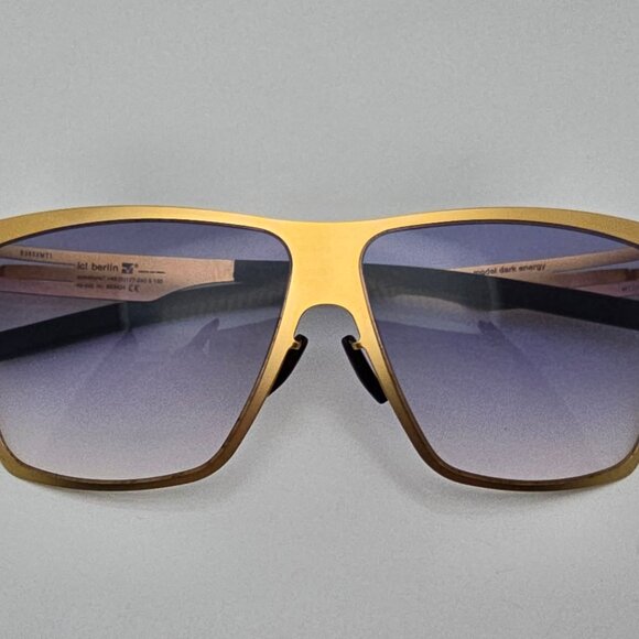 IC! Berlin Dark Energy Gold Frame Light Blue Gradient Lens Sunglasses w/ Case - Picture 13 of 16